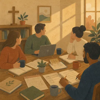 Church Staff Planning Meeting in Chapel Office