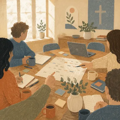 Church Staff Planning Meeting in Morning Light
