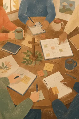 Church Staff Planning Meeting at Fellowship Table