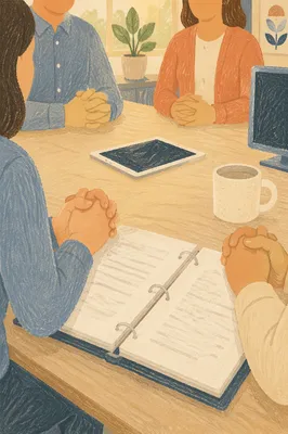 Church Staff Planning Meeting at Conference Table