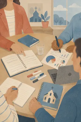 Church Staff Planning Meeting Around Conference Table