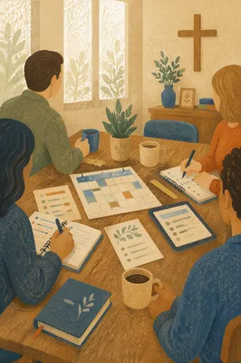 Church Staff Planning Meeting at Table