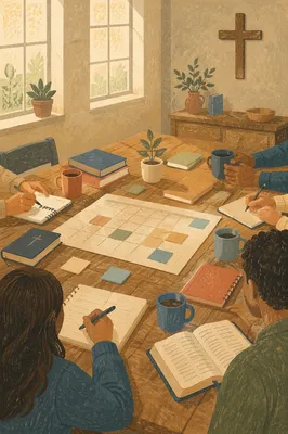 Church Staff Planning Meeting in Morning Light
