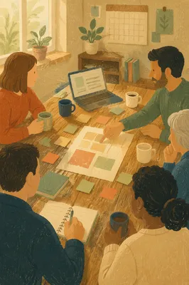 Church Staff Planning Meeting in Morning Light