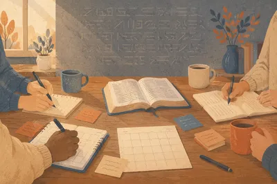 Church Staff Planning Meeting with Bible