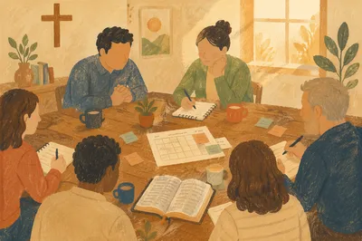 Church Staff Planning Meeting in Warm Light