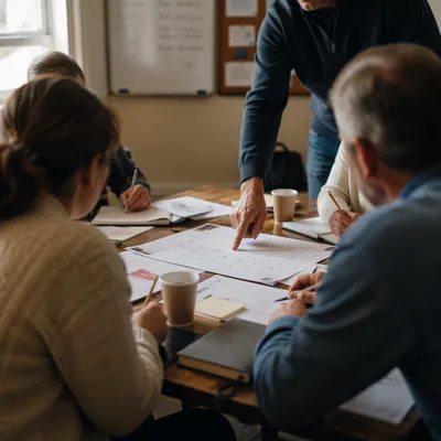 Church Staff Planning Meeting Around Ministry Table