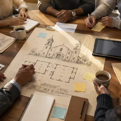 Church Staff Planning Meeting Over Building Plans