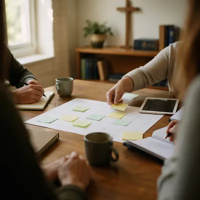 Church Staff Planning Meeting Table Scene