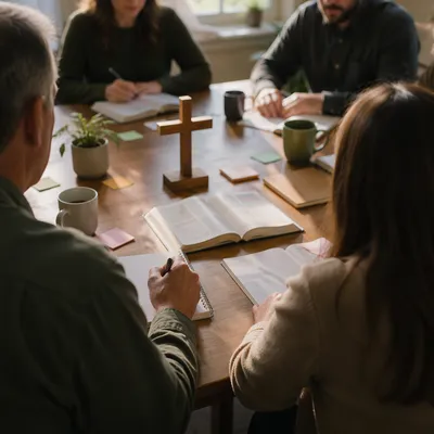 Church Staff Planning Around Wooden Table