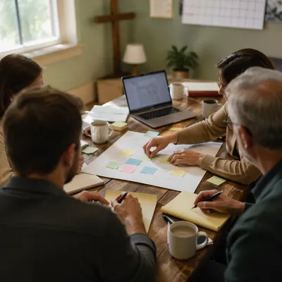 Church Staff Planning Meeting in Morning Light