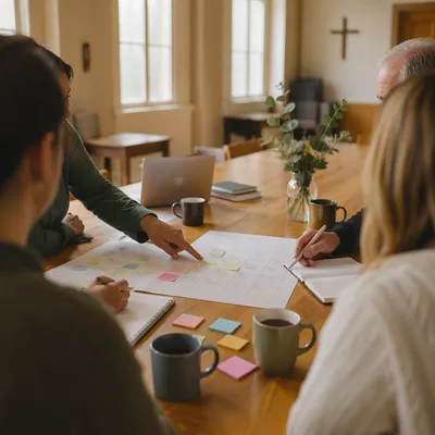 Church Staff Planning Meeting in Morning Light