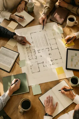Church Staff Planning Meeting Over Floor Plan