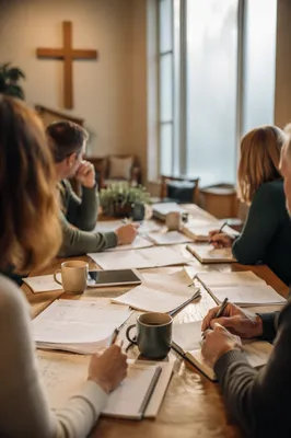Church Staff Planning Meeting Table Scene