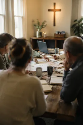 Church Staff Planning Meeting in Chapel Office