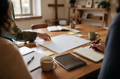 Church Staff Planning Meeting Table Scene