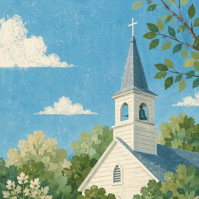 White Church Steeple Under Blue Sky