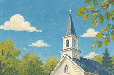 White Church Steeple Under Blue Sky