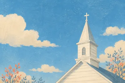White Church Steeple Under Blue Sky