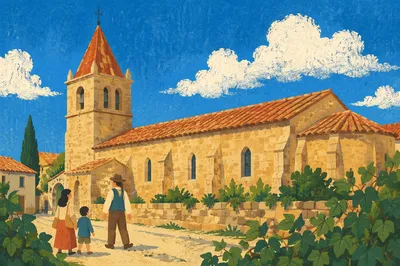 Historic Church Steeple Beneath Blue Clouds