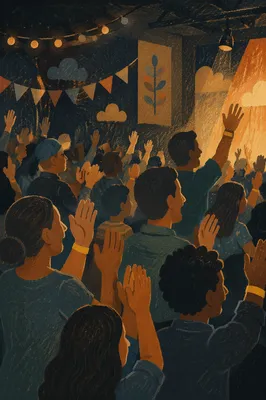 Church Talent Show Crowd Applauding Stage