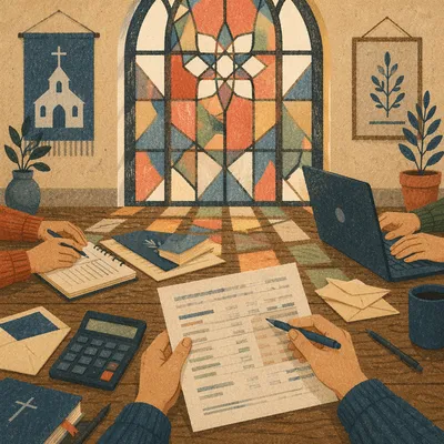 Church Treasurer Stewardship Meeting at Table