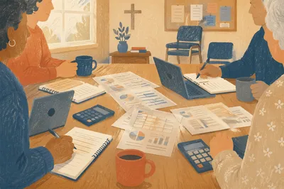 Church Treasurer Stewardship Budget Meeting Scene