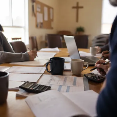 Church Treasurer Stewardship Meeting at Table