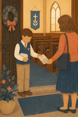 Church Usher Welcoming Guests at Door