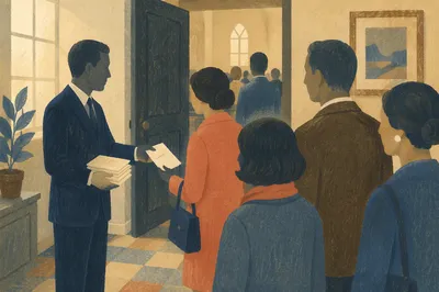 Church Usher Welcoming Worshipers at Door