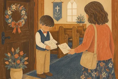 Church Usher Welcoming Visitors at Door