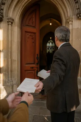 Church Usher Welcoming Guests at Door