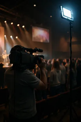 Church Video Team Filming Worship Service
