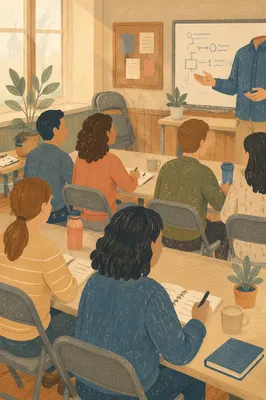 Church Volunteer Training in Bright Classroom