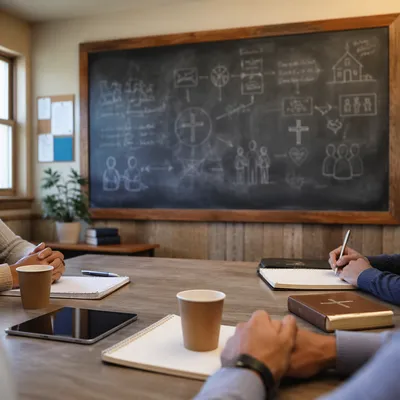 Church Volunteer Training Classroom with Chalkboard