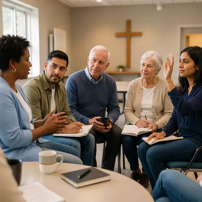 Church Volunteer Training in Bright Classroom