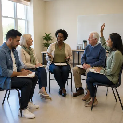 Church Volunteer Training in Bright Classroom
