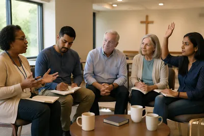 Church Volunteer Training in Bright Classroom