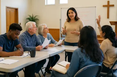 Volunteer Training Session in Church Classroom