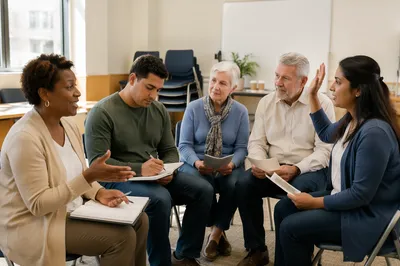 Diverse Small Group in Community Classroom