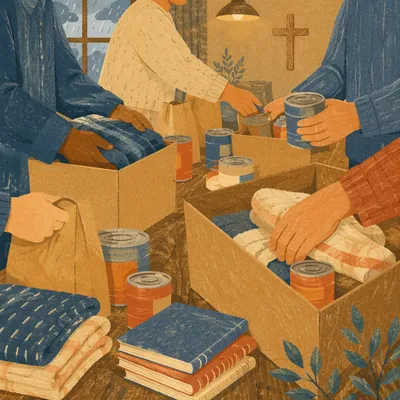 Church Volunteers Packing Care Supplies Together