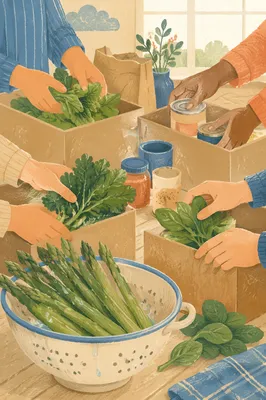 Church Volunteers Packing Community Meal Supplies