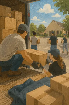 Church Volunteers Loading Community Supply Boxes