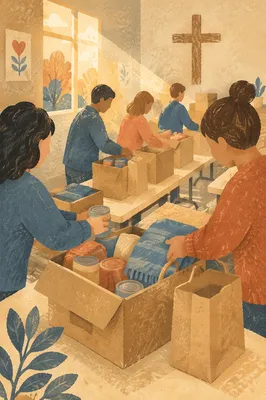Church Volunteers Packing Relief Supplies