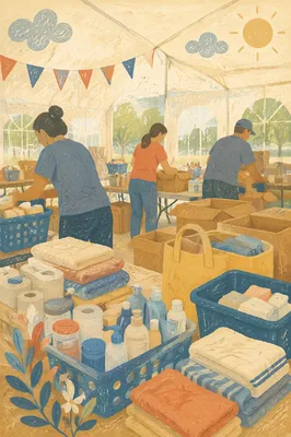 Church Volunteers Packing Outreach Supplies