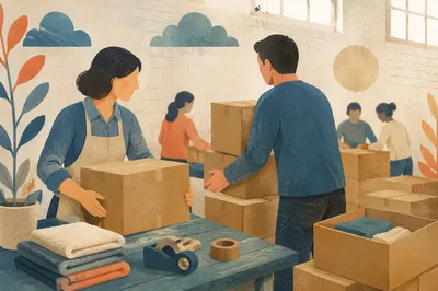 Church Volunteers Packing Community Supplies