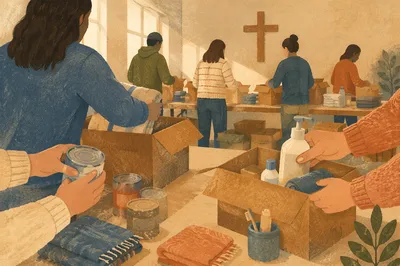 Church Volunteers Packing Relief Supplies