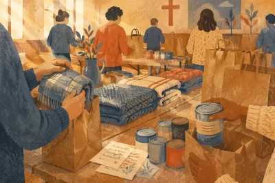 Church Volunteers Packing Relief Supplies