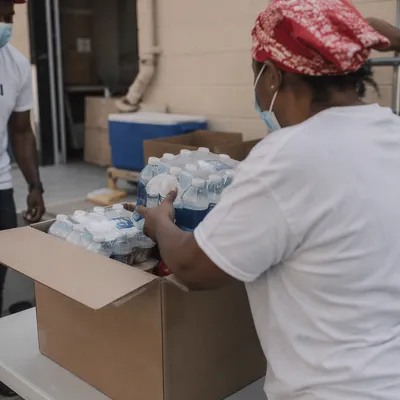 Church Volunteers Packing Emergency Relief Supplies
