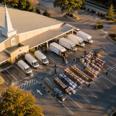 Church Volunteers Organizing Relief Supplies
